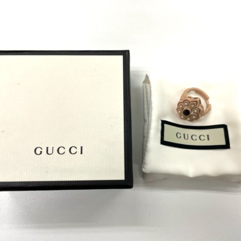 Gucci Michele Period Stone Faux Pearl Flower Ring 14 Ring - Picture 10 of 10